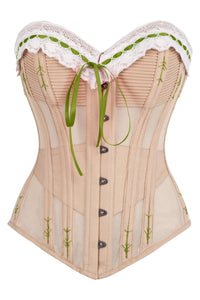 Handmade Steel Boned Corset with Delicate Hand-Finished Flossing