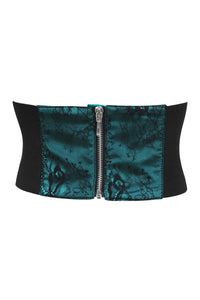 Turquoise Satin & Lace Overlay Corset Inspired Belt