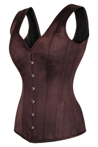 Espresso V Neck Waist Taming Overbust With Straps