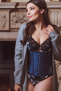 Corset Story CSFT087 Midnight Blue Underbust With Shimmering Hip Panels