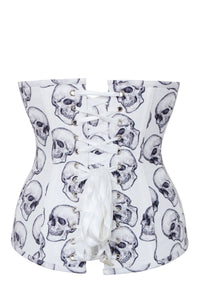 Corset Story CSFT170 White And Grey Skull Gothic Longline Underbust Corset