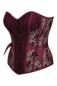 Sadie Crushed Violets Viscose en Kanten Overbust Corset
