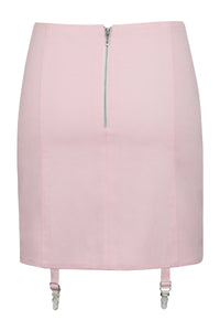 Tillie Prairie Pink Cotton Twill Corset Inspired Skirt with Suspender Clips