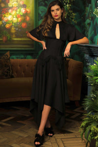 Corset Story SDS016 Black Corseted Dress with Lace Detail